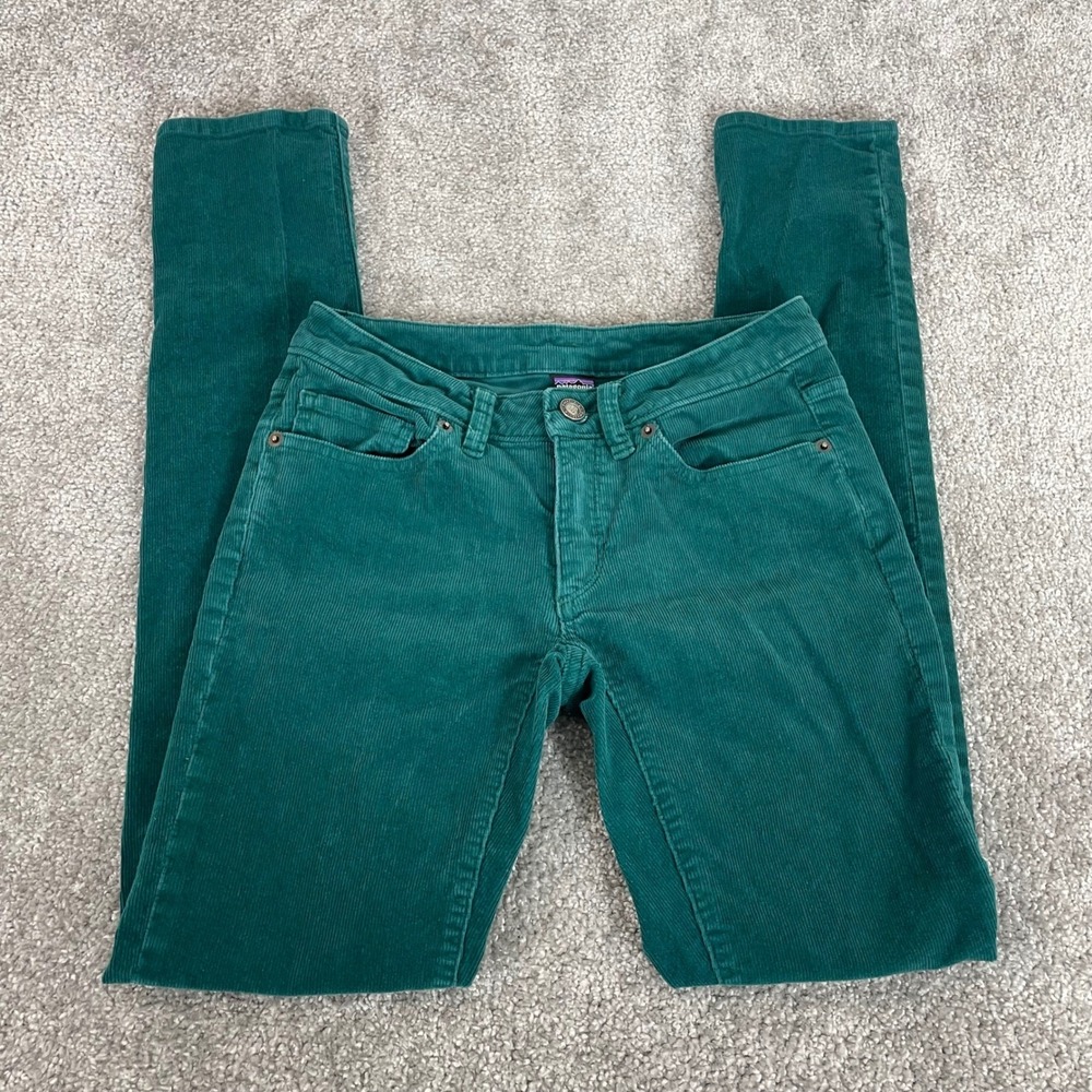 Patagonia‎ Corduroy Pants Womens 24 Fitted Slim Fit  Organic Cotton Green